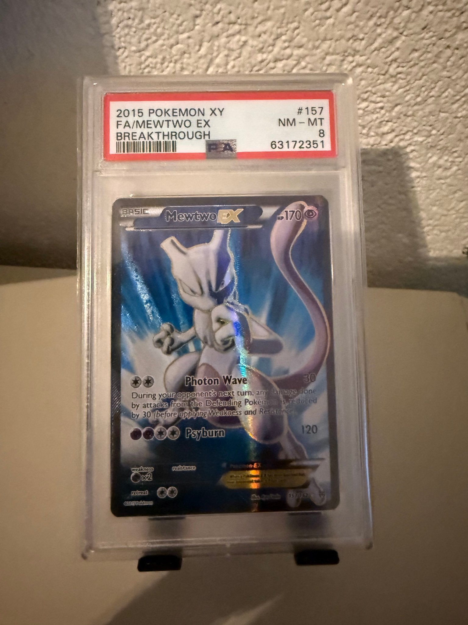 Pokemon Mewtwo Ex | PSA 8 | 157/162 | 63172351, Ophalen of Verzenden, Zo goed als nieuw, Losse kaart