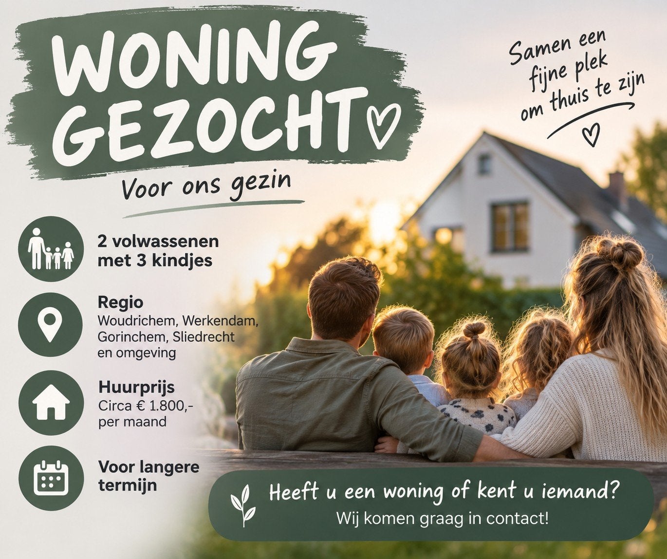 Gezin zoekt huurwoning | Regio Woudrichem – Gorinchem