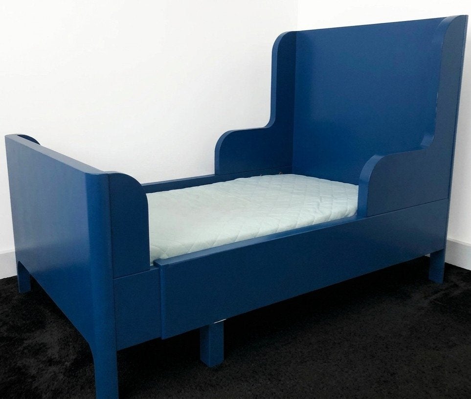 Busunge meegroeibed blauwe met matras, Kinderen en Baby's, Kinderkamer | Bedden, 85 tot 100 cm, Gebruikt, Ophalen of Verzenden