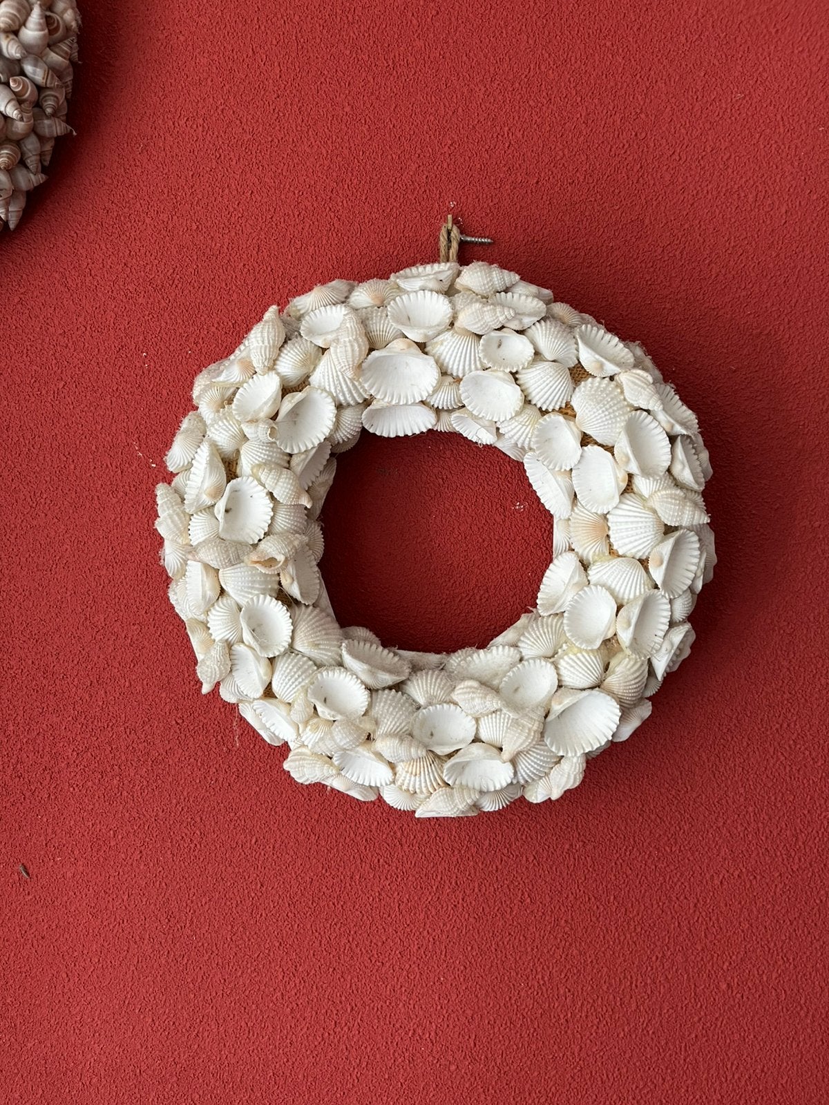 Witte schelpenkrans 20 cm., Ophalen, Gebruikt