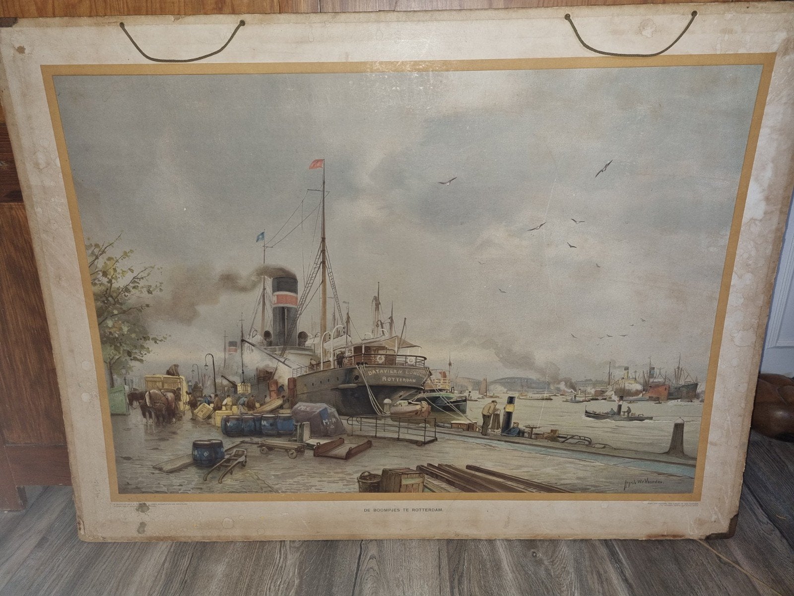 Antieke Litho 'De Batavier te Rotterdam' - Havenzicht, Ophalen, Geschiedenis