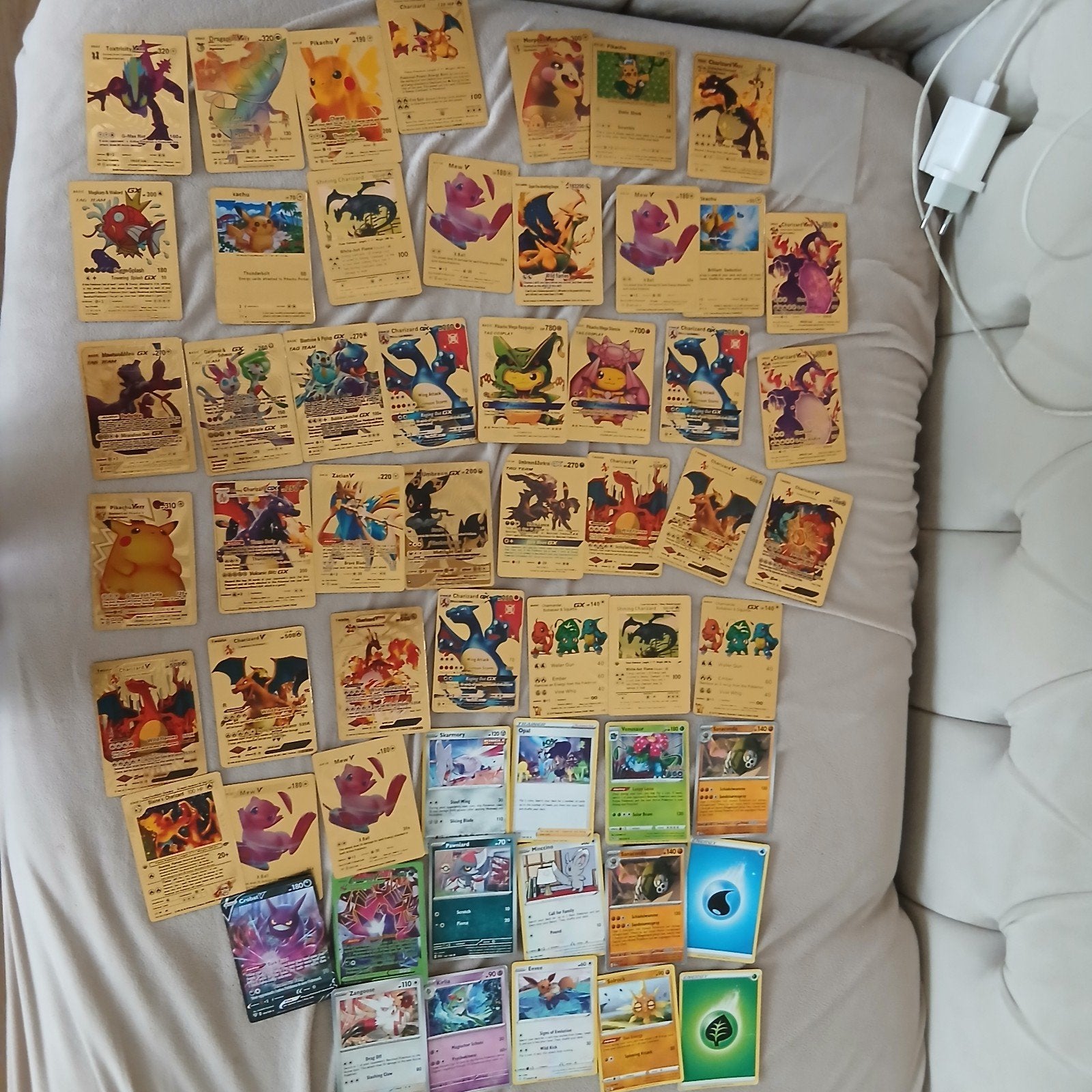 Pokémon Kaarten: Goud, 700 HP, Groen/Zwart, en meer!, Ophalen of Verzenden, Gebruikt, Meerdere kaarten, Foil