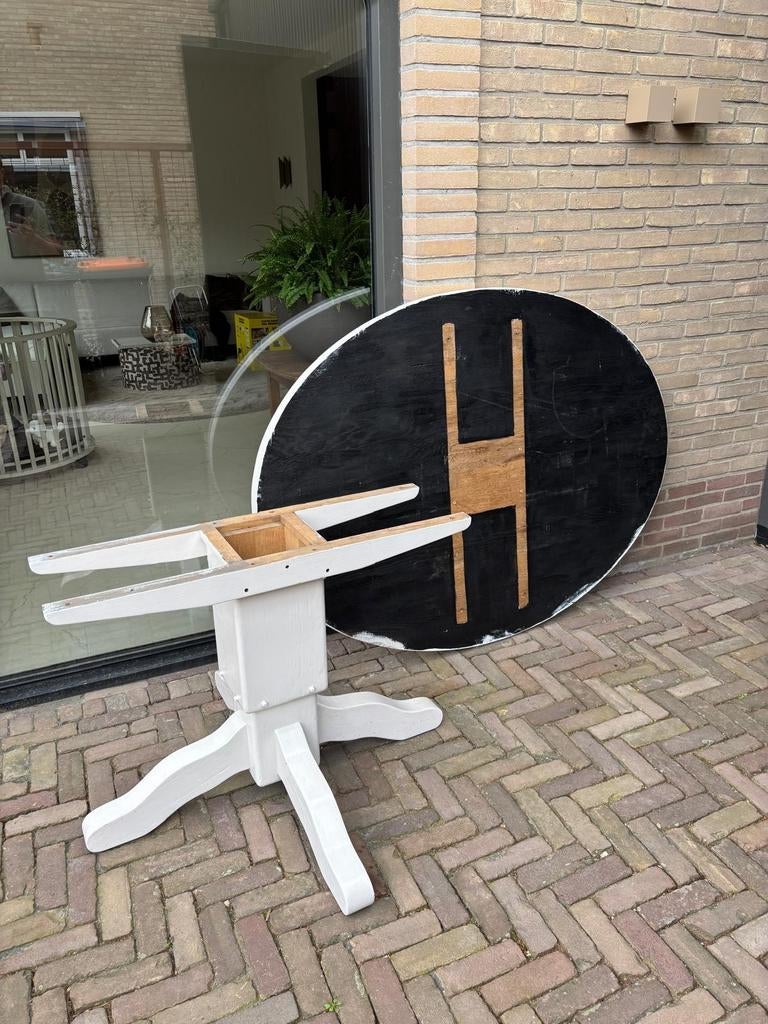 Massief eiken ovale tafel - 162x119cm, 5.5cm dik blad, Huis en Inrichting, Tafels | Eettafels, Gebruikt, 100 tot 150 cm, 150 tot 200 cm