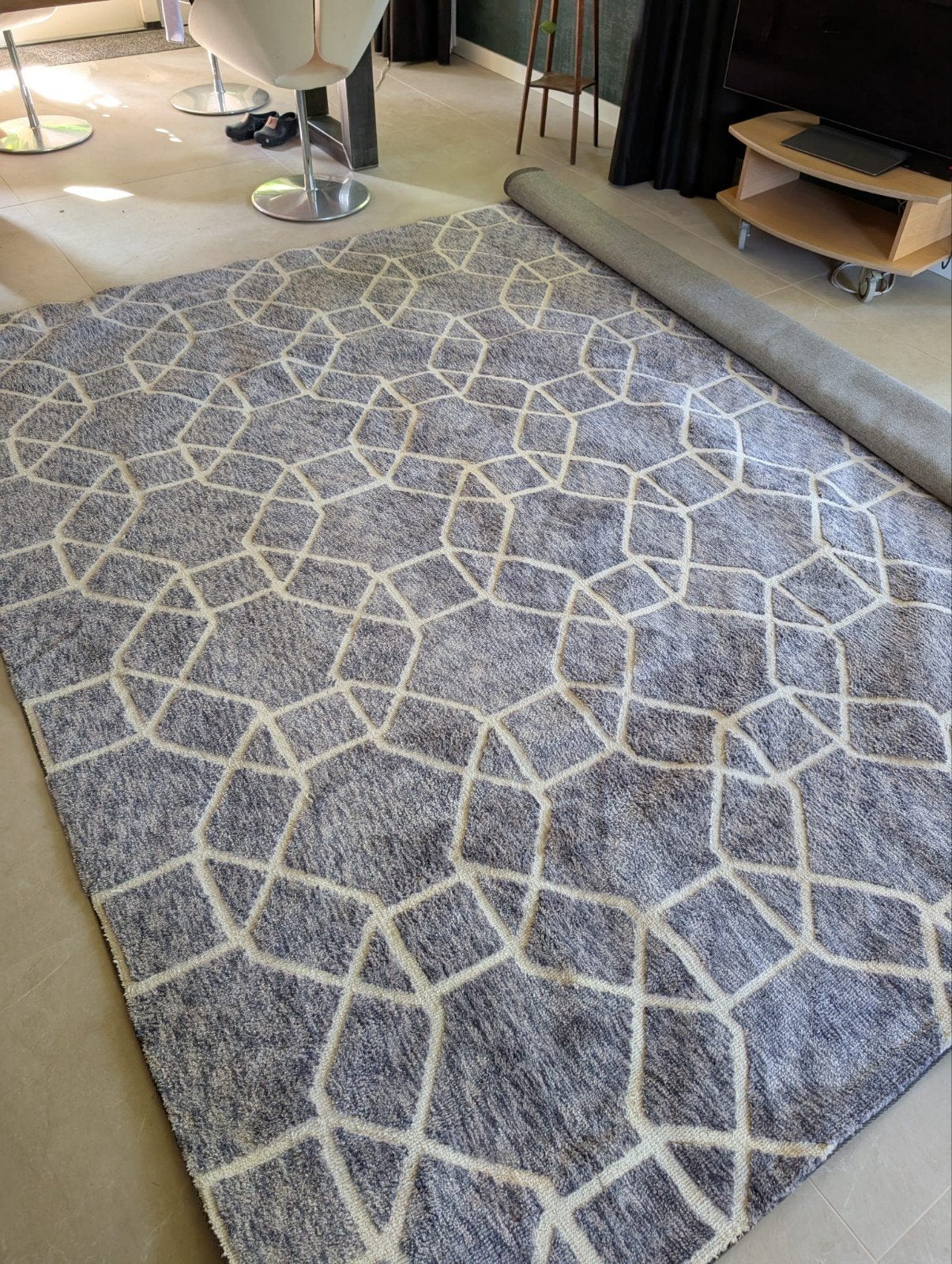 Modern grijs vloerkleed (3m x 4m) met geometrisch patroon, Ophalen, 200 cm of meer, 200 cm of meer, Grijs