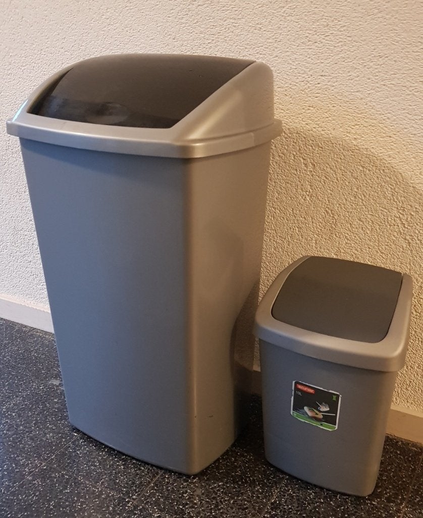 Curver prullenbakken, groot, klein + uitschuifbare bestekbak, Ophalen, Kunststof
