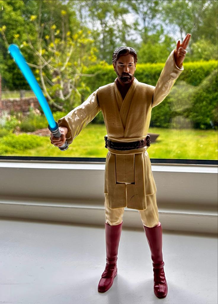 Vintage Obi-Wan Kenobi Pop 30cm met Lightsaber in Doos, Ophalen of Verzenden, Gebruikt, Actiefiguurtje