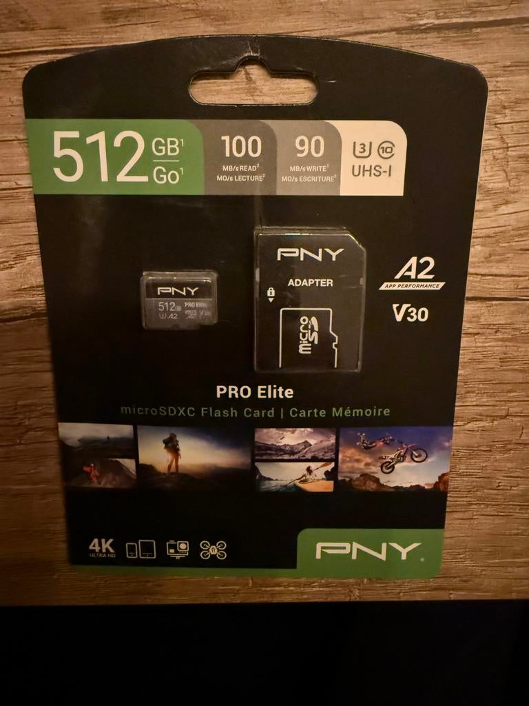 Micro sd xc kaart PNY 512gb, Ophalen of Verzenden, Nieuw, MicroSDXC, 512 GB