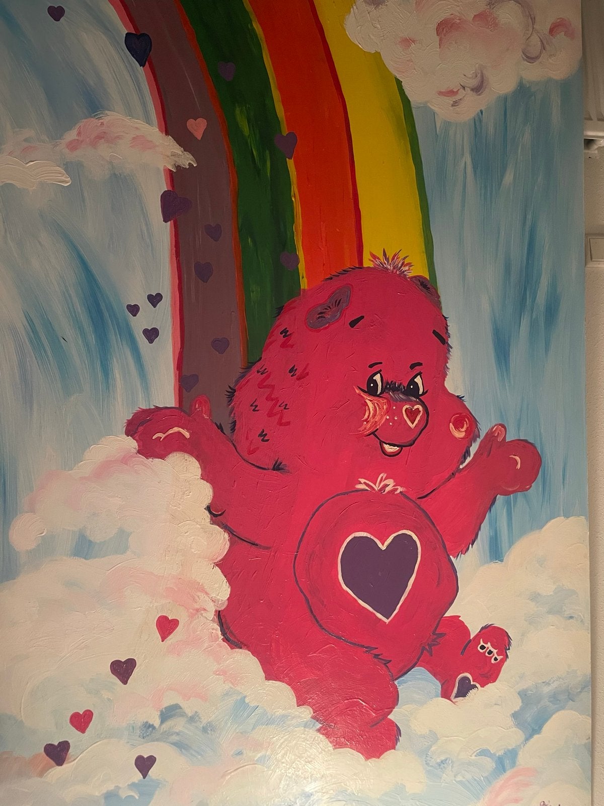 Schilderij Care Bear met regenboog en wolken, Ophalen