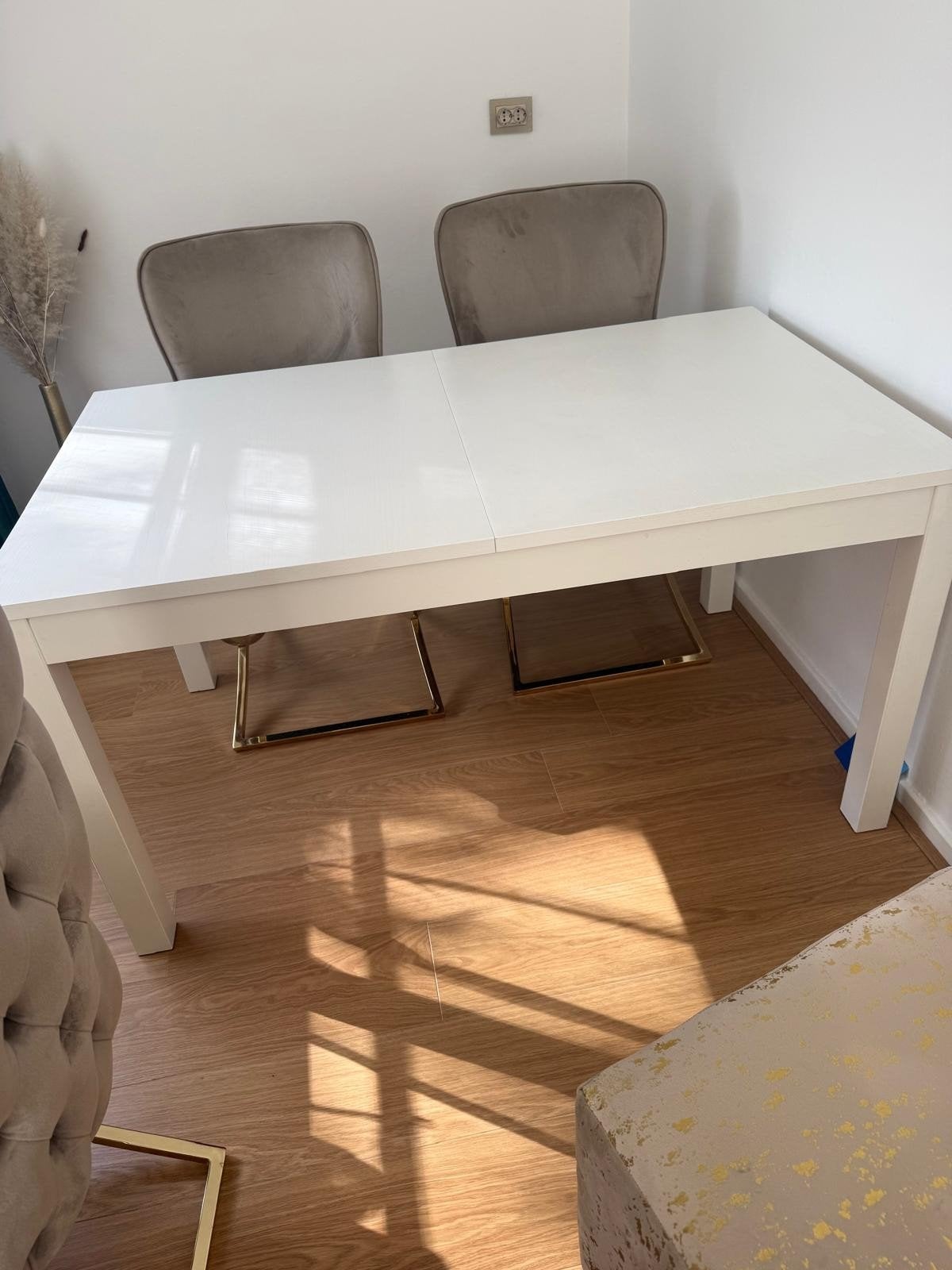 Witte eettafel 140x85, Ophalen, Overige materialen, 100 tot 150 cm, 50 tot 100 cm