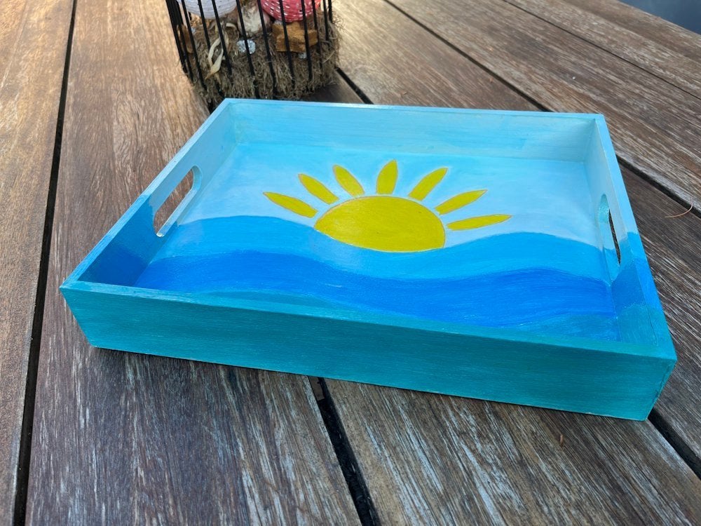 Dienblad kunst zon zee, Info@kinderworkshops-petra-dongen.nl, P Gillisstraat, Met handvatten, Nieuw