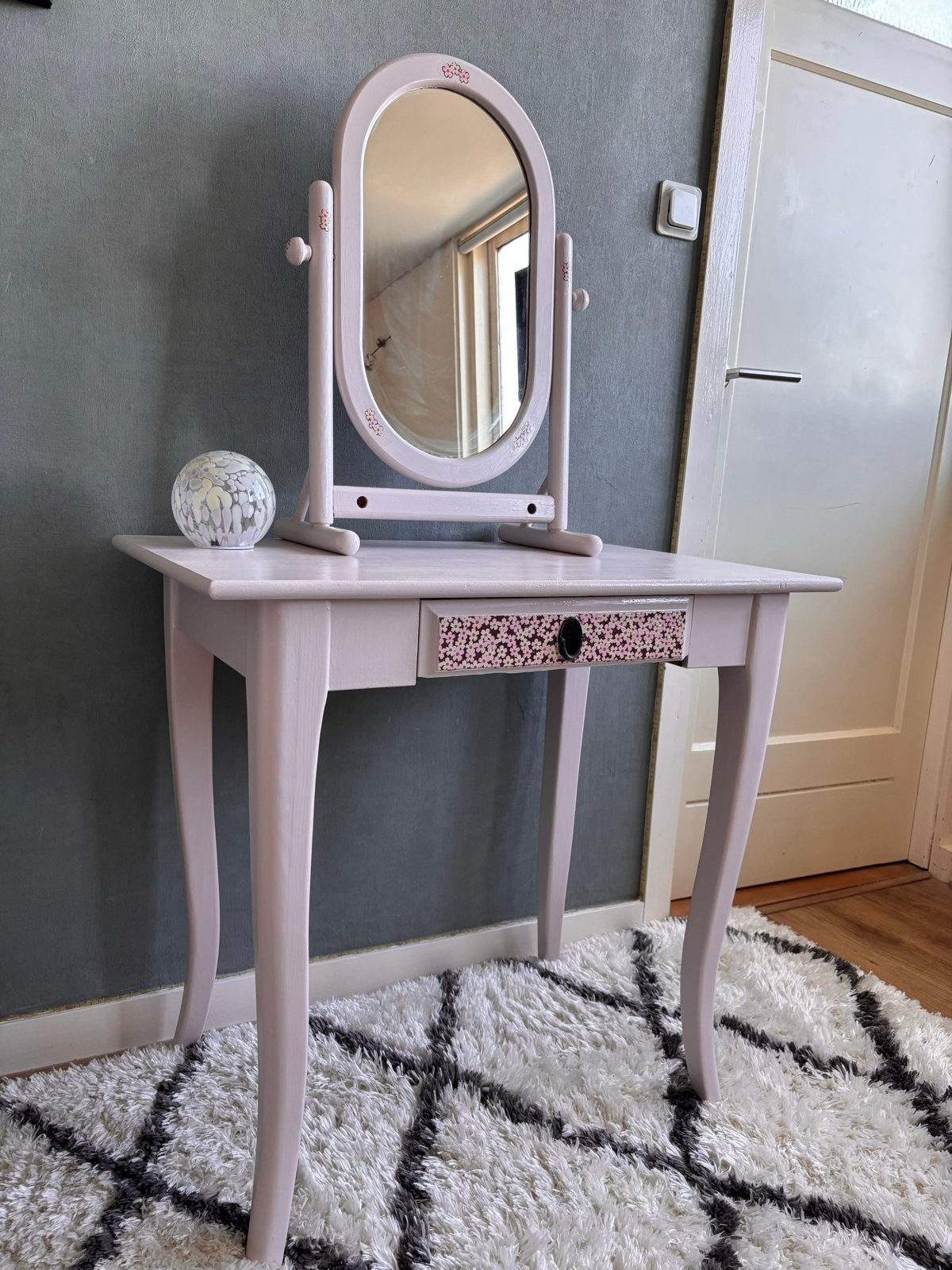 Vintage kaptafel/bureau met spiegel, Ophalen, Zo goed als nieuw, 50 tot 100 cm, Minder dan 100 cm