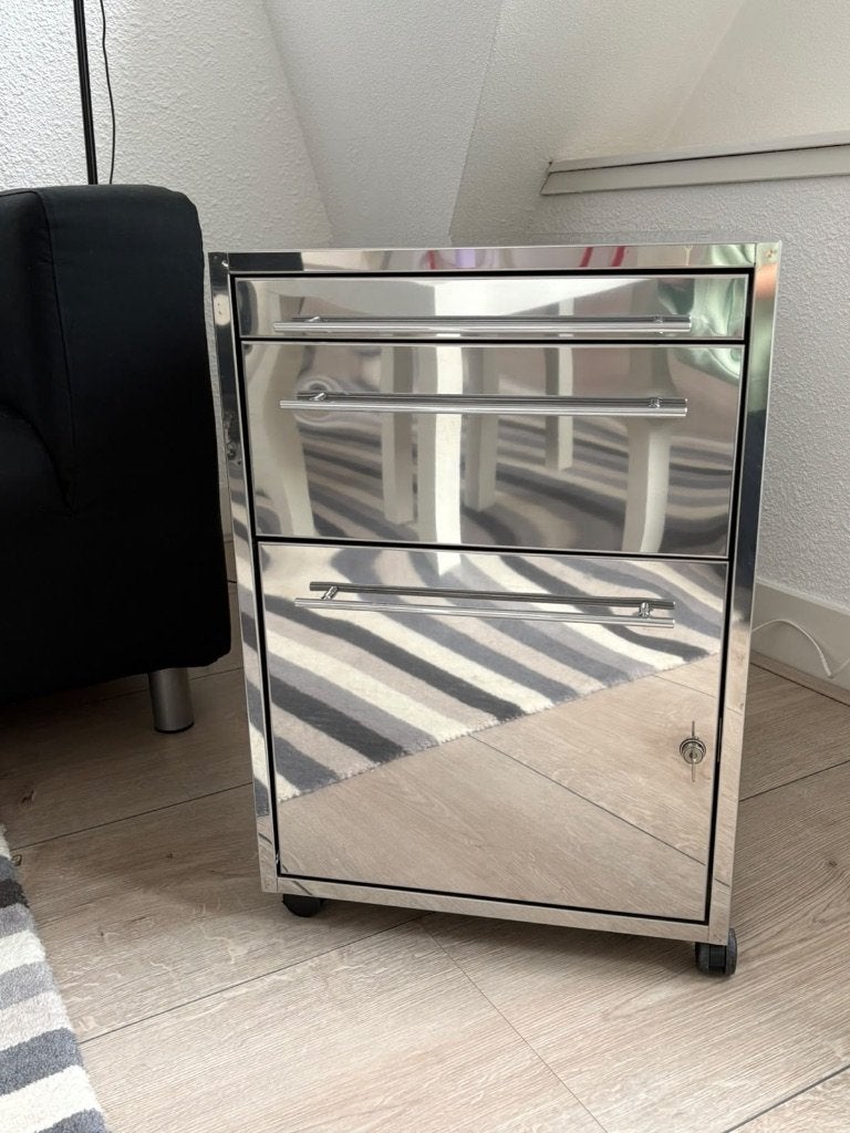 Mirrored 3-Drawer Cabinet, Ophalen, Vintage, 50 tot 100 cm, Zo goed als nieuw
