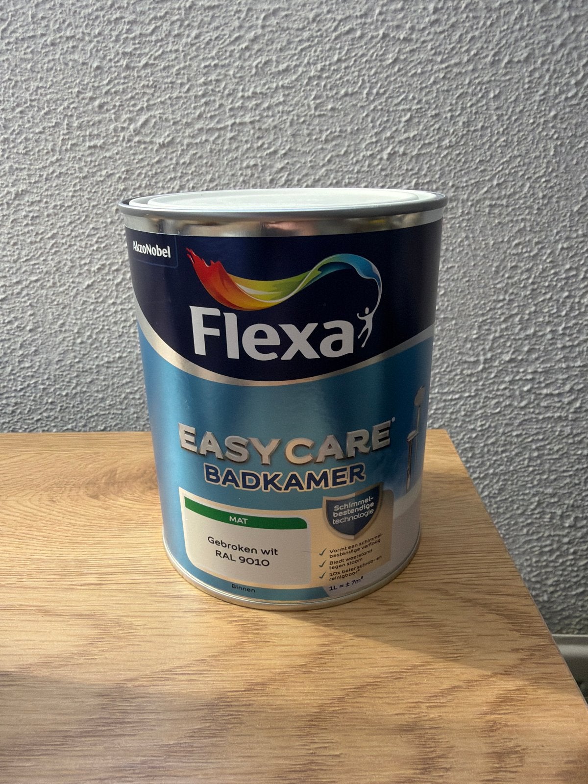 Flexa EasyCare Badkamer Verf - Gebroken Wit RAL 9010, Doe-het-zelf en Verbouw, Verf, Beits en Lak, Ophalen, Wit, Nieuw, Verf