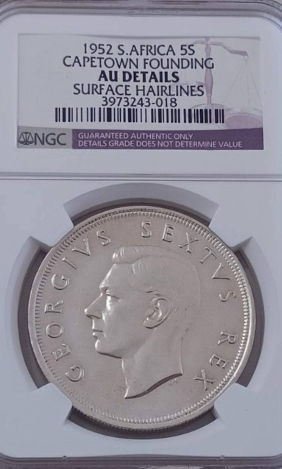 1952 Zuid-Afrika 5 Shilling Kaapstad Founding Zilveren Munt, Ophalen of Verzenden, Zilver