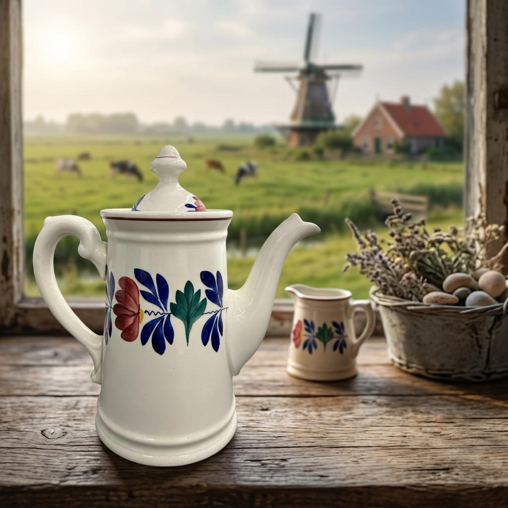 Antieke Boerenbont koffiepot met 1 ring, Ophalen of Verzenden