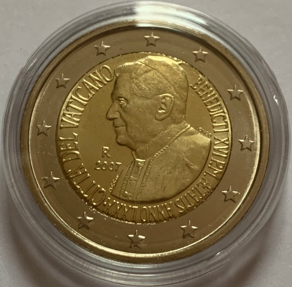 2 Euro Vaticaanstad 2007 BU in capsule (Paus Benedictus XVI), Verzenden, Vaticaanstad, 2 euro, Losse munt