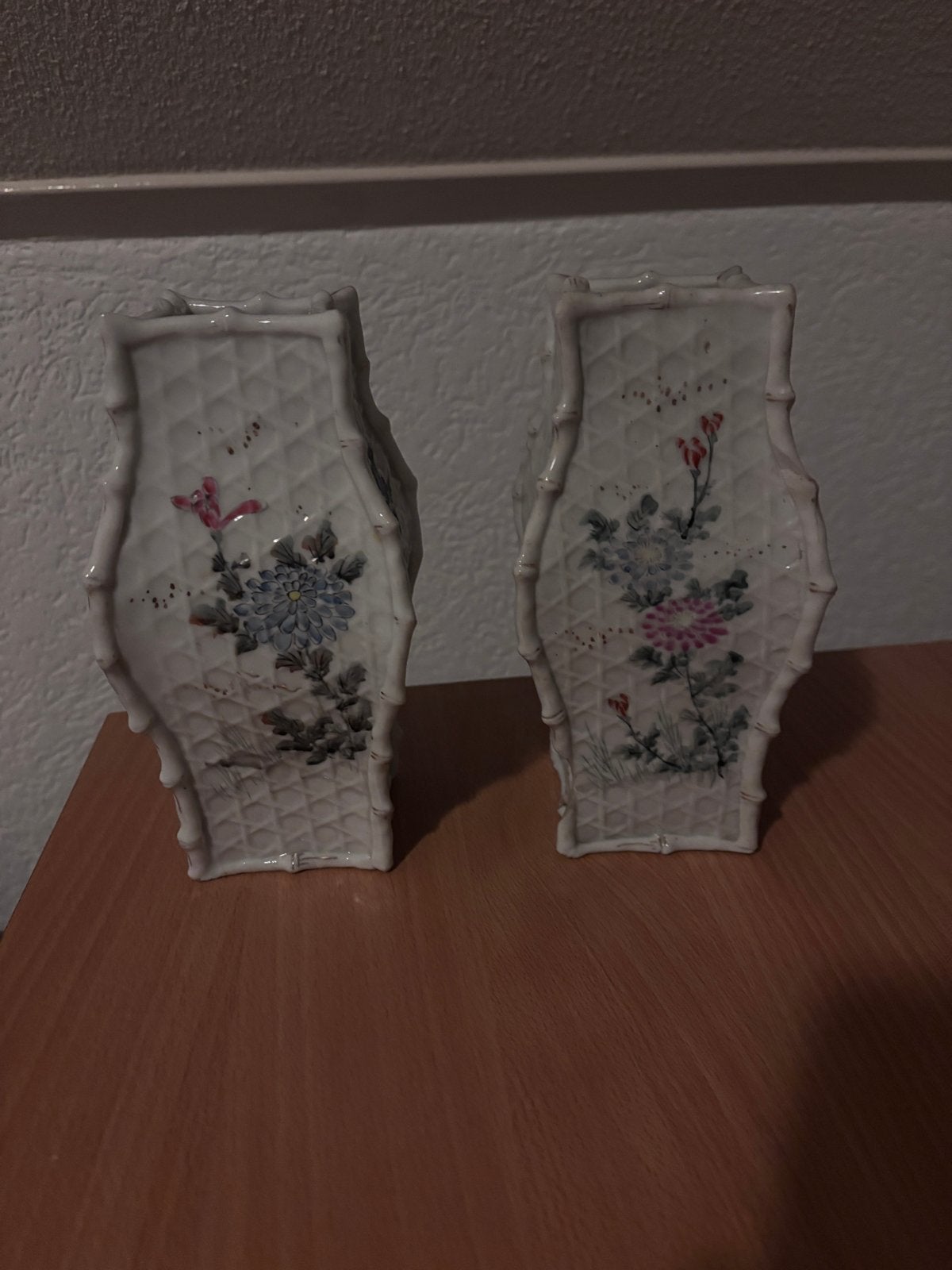Set van 2 antieke vintage Japanse vazen met bloemmotief, Ophalen of Verzenden