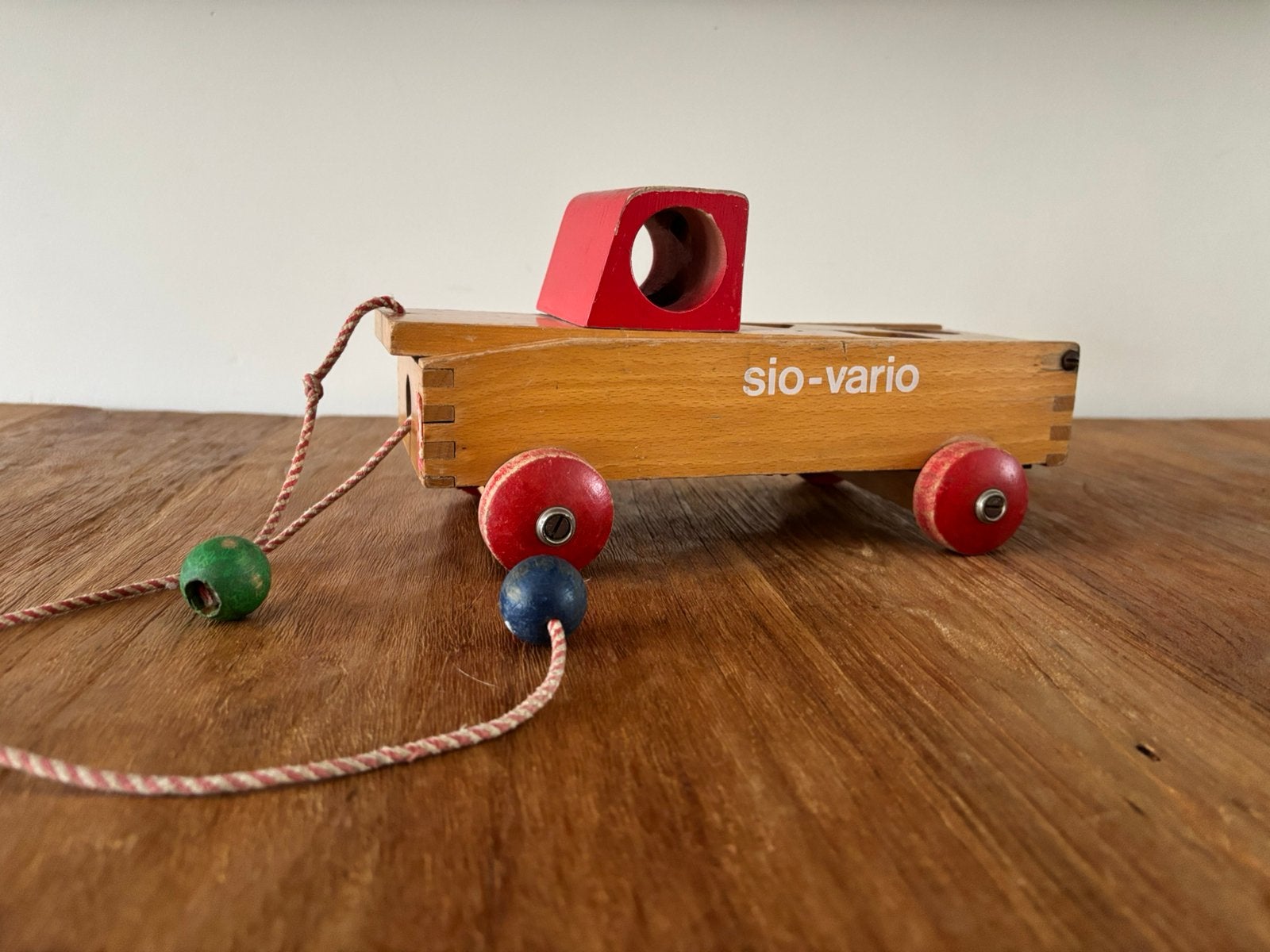 Sio vario houten trek kar met blokjes, Kinderen en Baby's, Ophalen, Gebruikt, Duw- of Trekspeelgoed