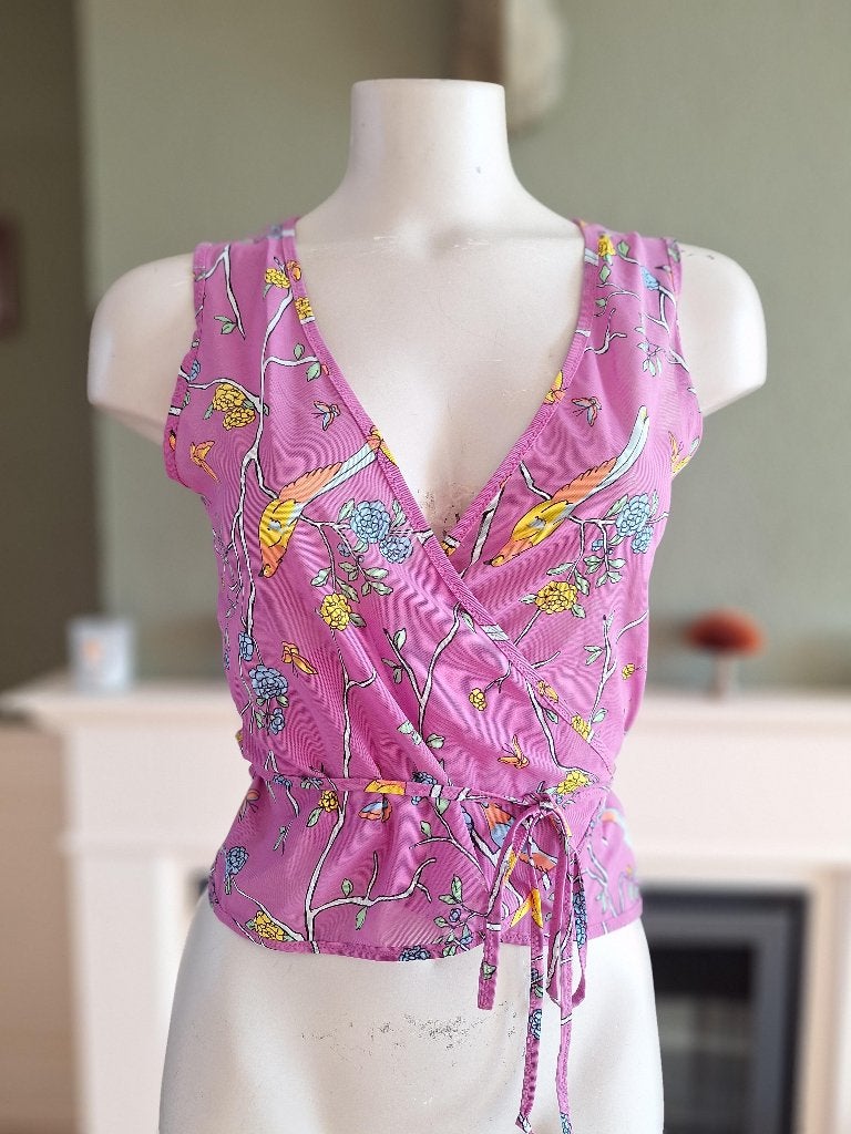 Intimissimi wikkel blouse paars met vogels M 38, Kleding | Dames, Maat 38/40 (M), Verzenden, Intimissimi, Paars