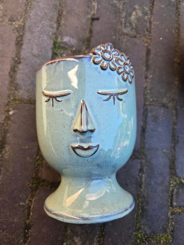 Pot met gezicht, Ophalen, Rond, Zo goed als nieuw, Aardewerk