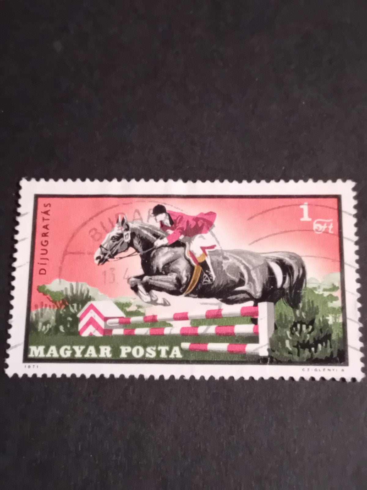 Hongaarse postzegel paardensport 1971, Ophalen of Verzenden, Gestempeld