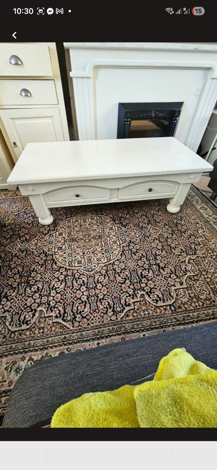 Witte salontafel met lades, Ophalen