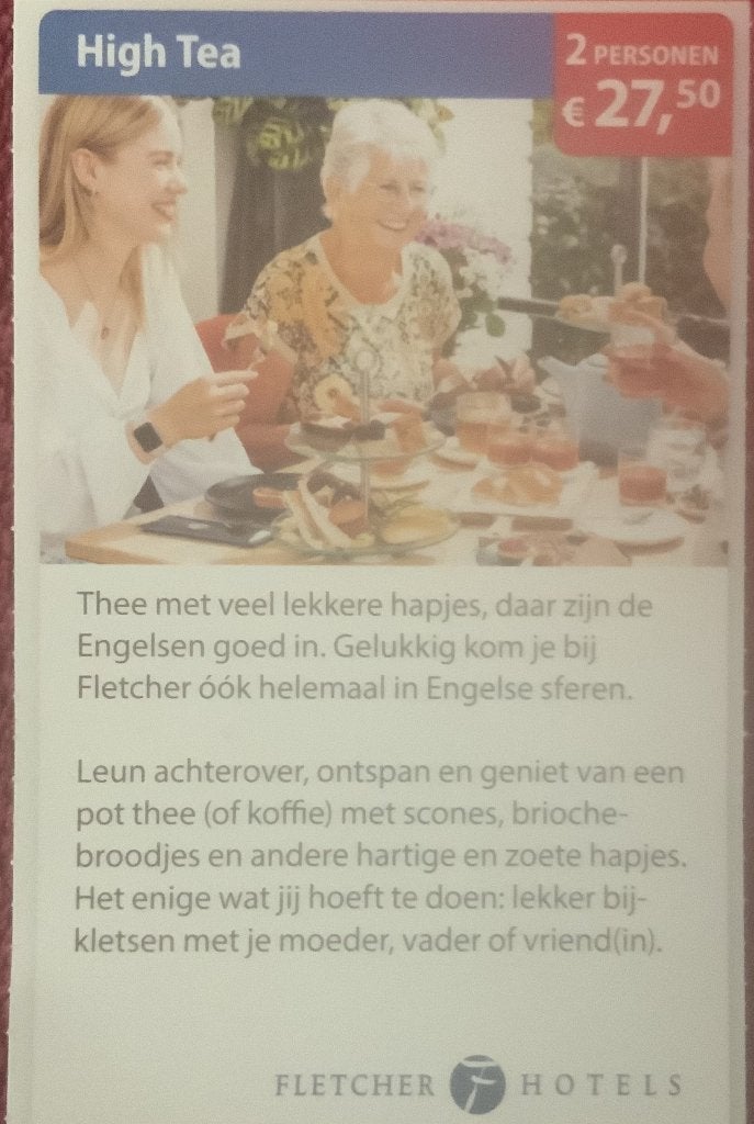 High Tea bij Fletcher Hotels Voordeelbon, Tickets en Kaartjes, Twee personen, Kortingsbon, Overige typen