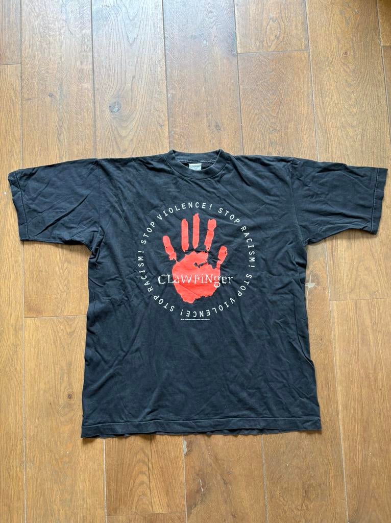 Clawfinger 1994 band shirt collectors item vintage xl rock, Kleding | Heren, T-shirts, Verzenden, Gedragen, Maat 56/58 (XL), Zwart