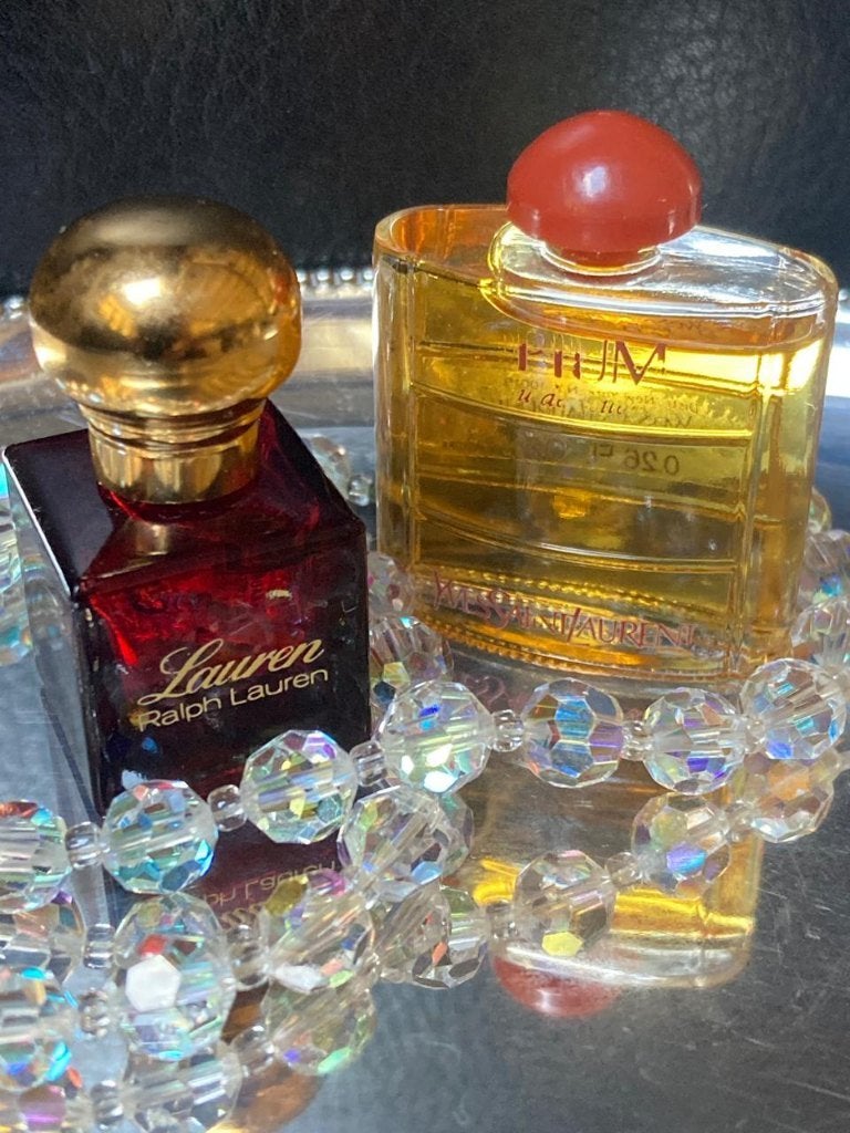 VIntage Miniatuur parfum Lauren  en Opium, Ophalen of Verzenden, Zo goed als nieuw, Miniatuur, Gevuld