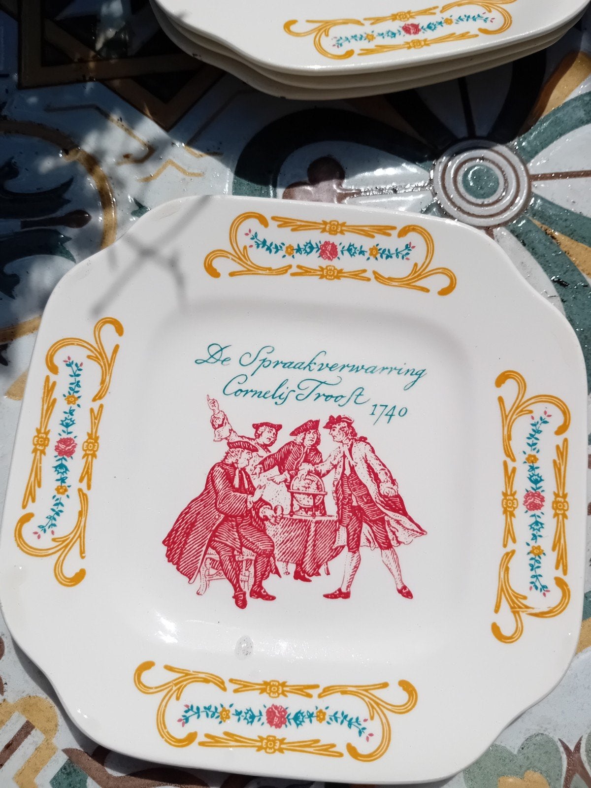 Set van 4 Boch Frères Cornelis Troost borden, Ophalen of Verzenden