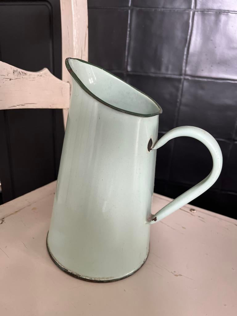 Groene emaille kan, Ophalen of Verzenden