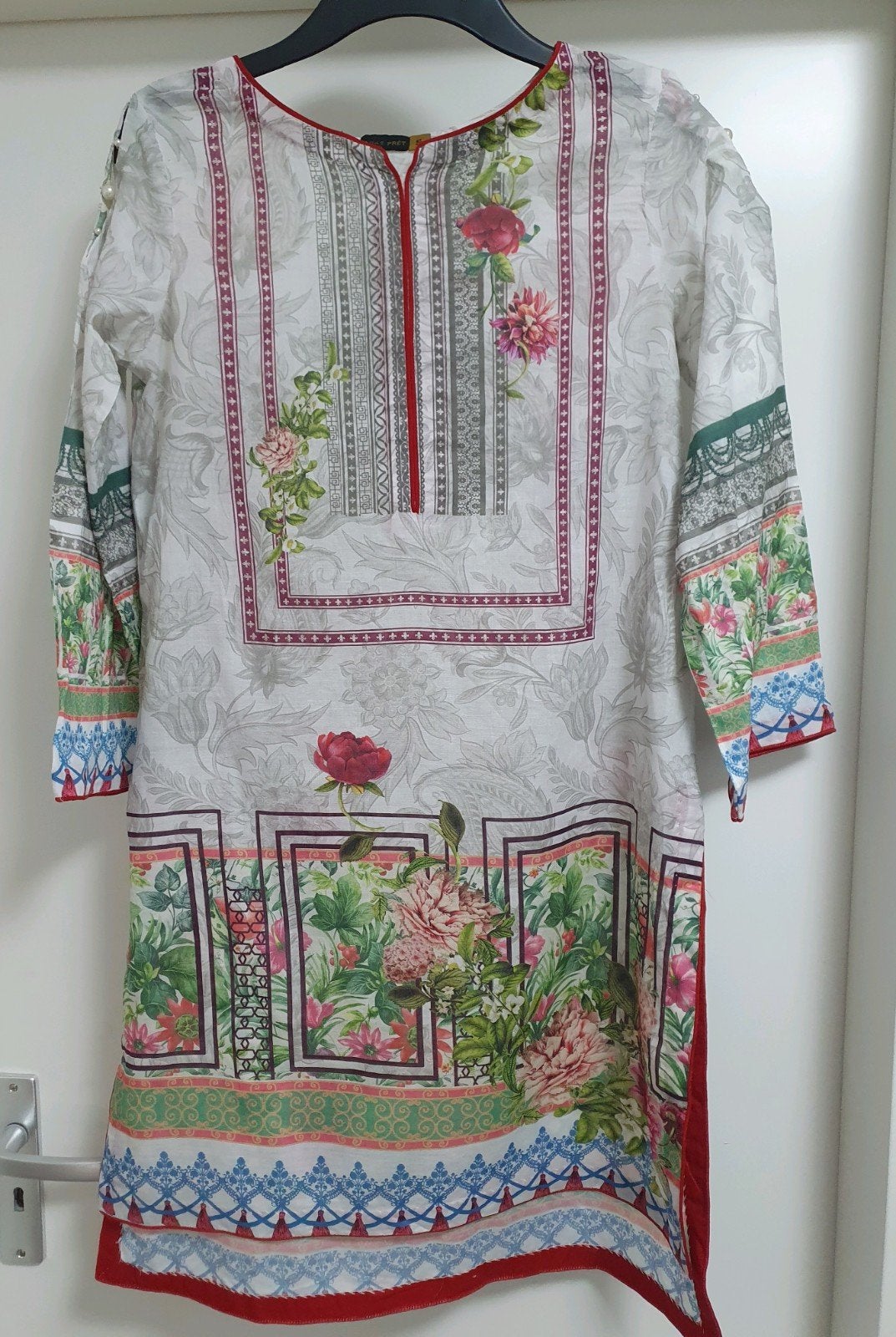 Katoenen tuniek met bloemenprint - een keer gedragen maat S, Meerkleurig, Khas Prêt, Ophalen of Verzenden, Zo goed als nieuw