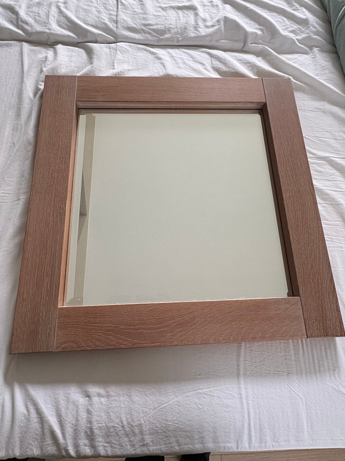2 Spiegels 60x60 cm met eiken lijst, Ophalen, Gebruikt, Vierkant, Minder dan 100 cm