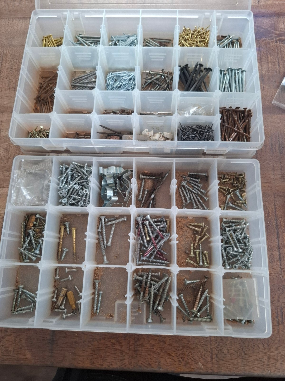 Grote assortimentsdoos met diverse schroeven en spijkers, Ophalen, Gebruikt, Minder dan 50 mm, Schroeven