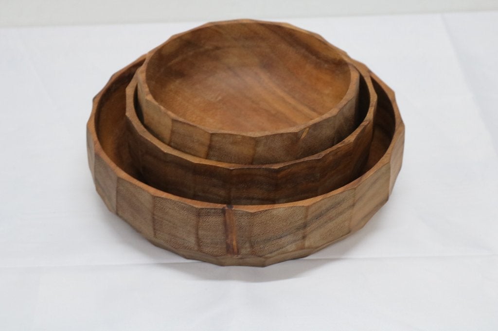 Teak Schalen - Set van 3, Ophalen, Schaal, Rond, Zo goed als nieuw