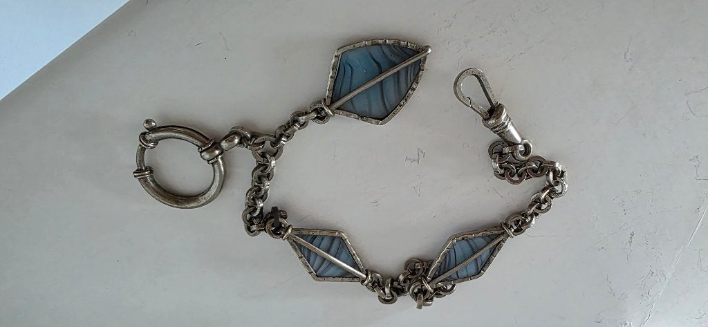 Horloge Ketting met blauwe steen geschutzt Russisch, Ophalen of Verzenden