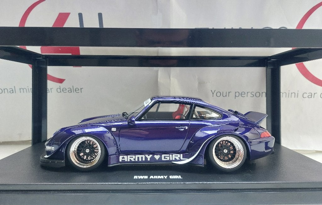 GT Spirit 1:18 Porsche 911 (993) RWB Army Girl 2015 violet, Ophalen of Verzenden, Nieuw, Auto, Overige merken