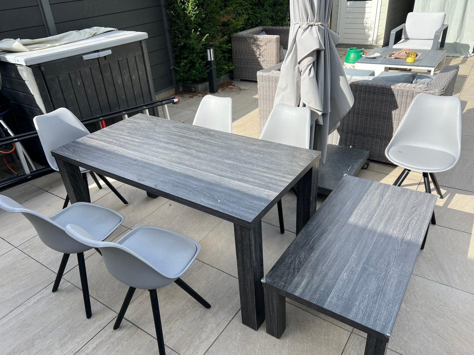 Eethoek met eettafel salontafel en 6 stoelen, Huis en Inrichting, Ophalen, 100 tot 150 cm, Scandinavisch, 50 tot 100 cm