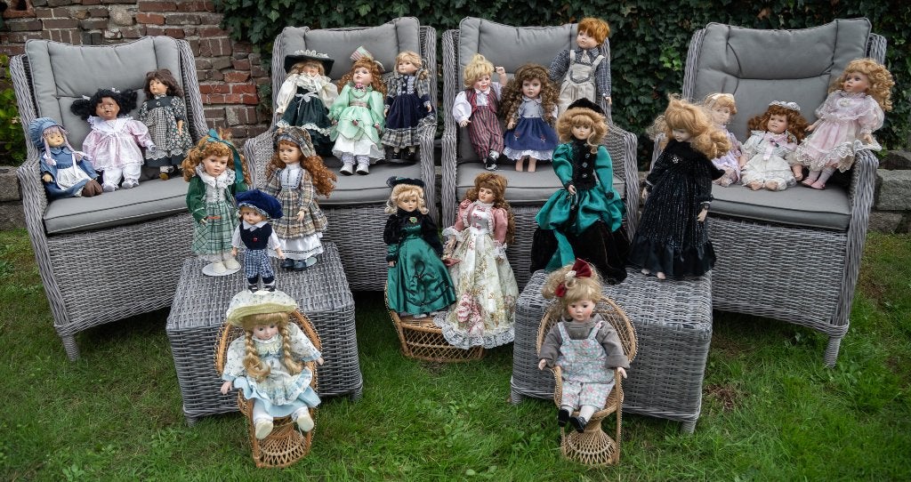 Nostalgische vintage en retro porseleinen poppen, 115 stuks, Verzamelen, Ophalen, Zo goed als nieuw, Pop