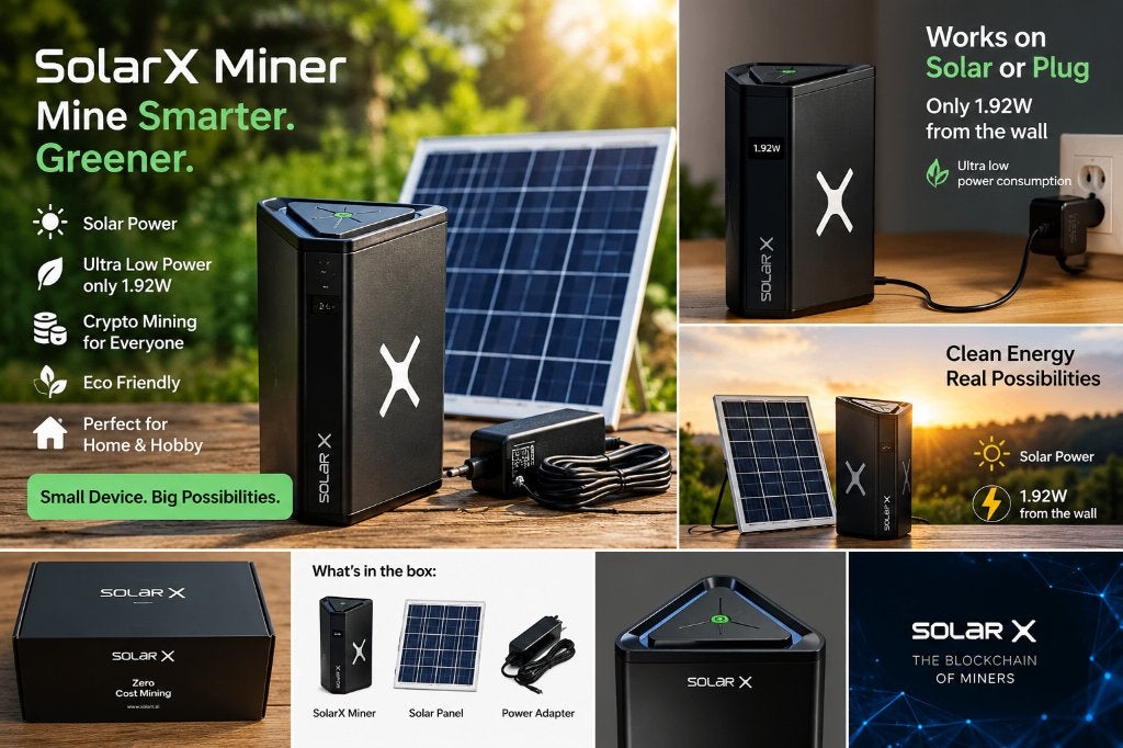 SolarX Crypto hobby Miner –ultra zuinig zonnepaneel of 1,92W, Ophalen of Verzenden, Zo goed als nieuw