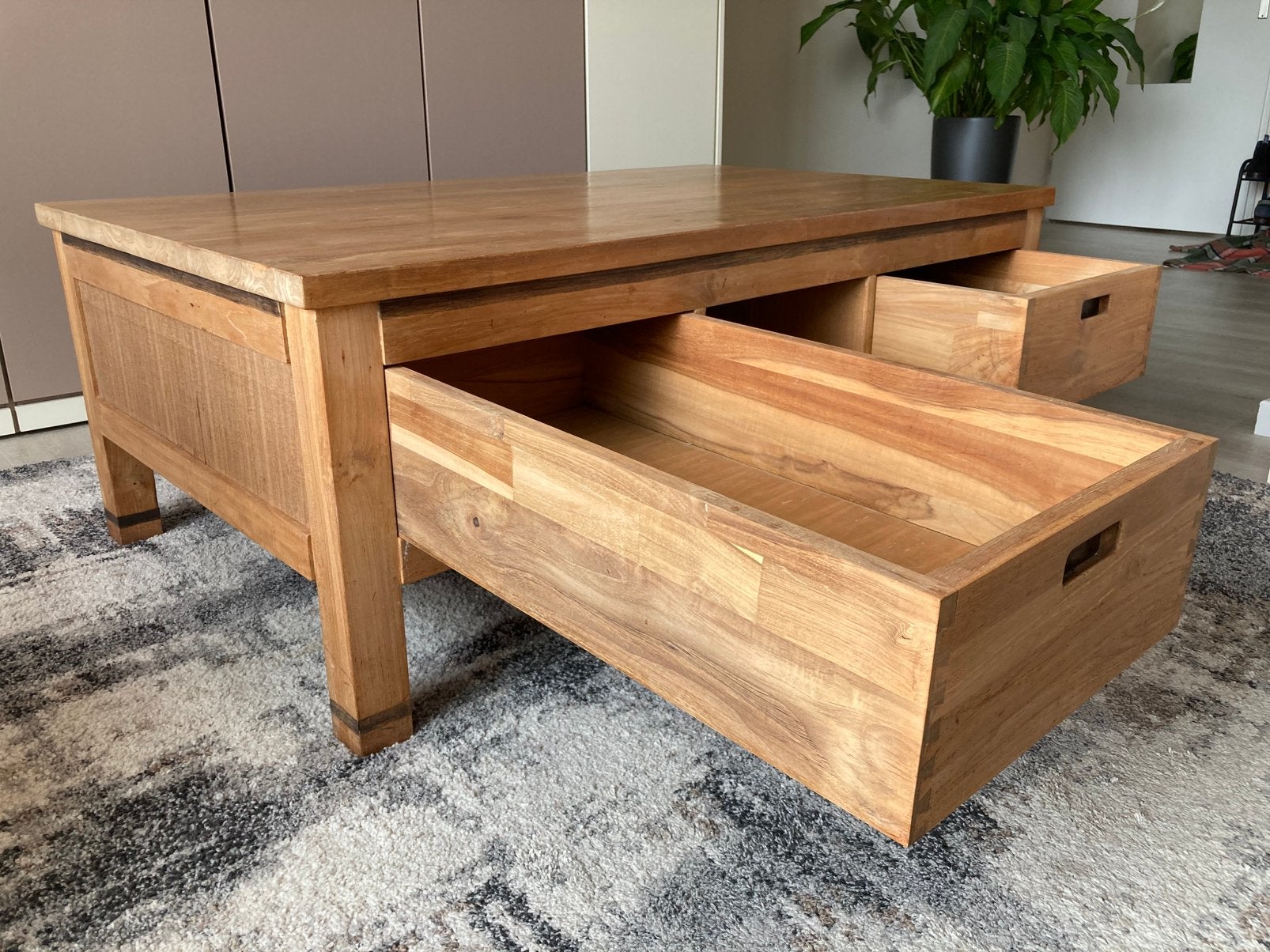 Eiken salontafel, lxbxh= 130x80x48 cm, Ophalen, Gebruikt, 100 tot 150 cm, Eikenhout