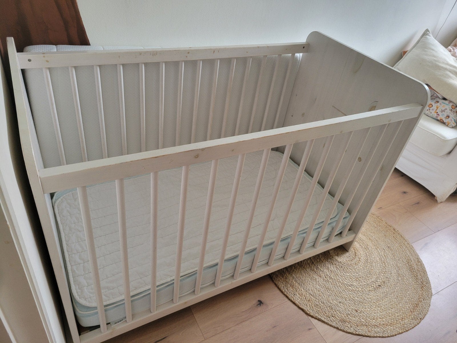 Wit houten ledikant incl. matras enz, Ophalen, Gebruikt, Ledikant