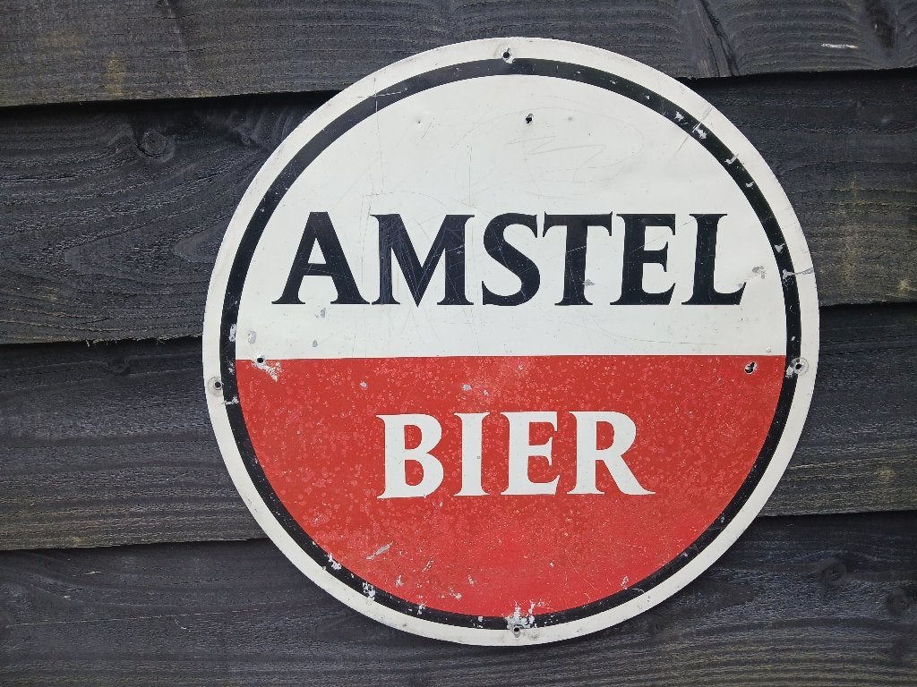 Amstel Bier Reclamebord ManCave - Vintage jaren 70-80, Ophalen of Verzenden, Gebruikt, Reclamebord, Plaat of Schild, Amstel
