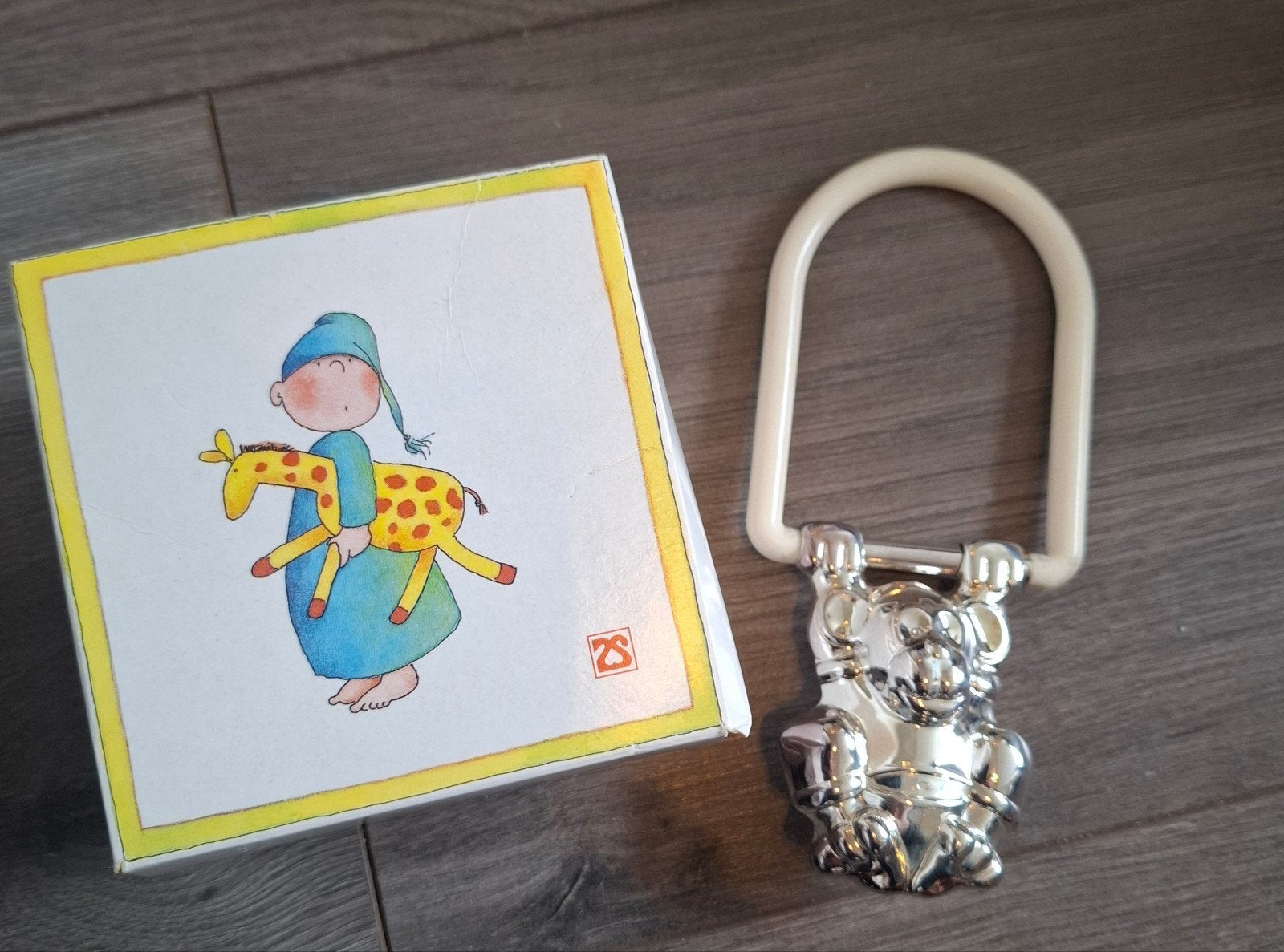 Zilverstad rammelaar aap - nieuw in verpakking, Ophalen of Verzenden, Nieuw, Kraamcadeau