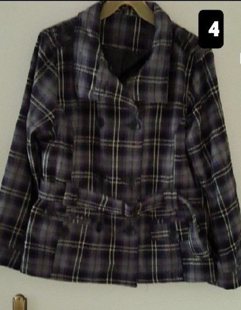 Leuke paars geruite winterjas met voering, Ophalen of Verzenden, Gedragen, Maat 38/40 (M), Paars