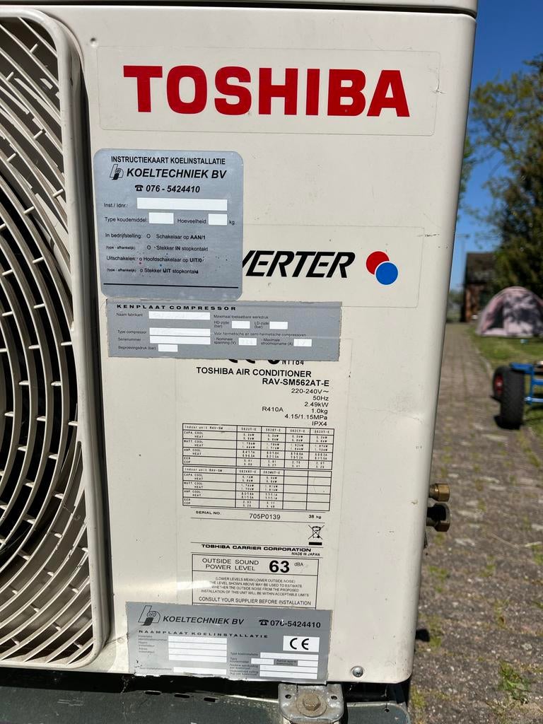 Toshiba Airco RAV-SM562AT-E -, Ophalen, Gebruikt, 3 snelheden of meer, Energieklasse A of zuiniger