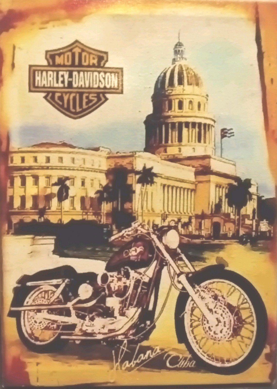 Harley - Davidson Motor Cycles schilderijtje afm. 13 x 18 cm, Ophalen of Verzenden