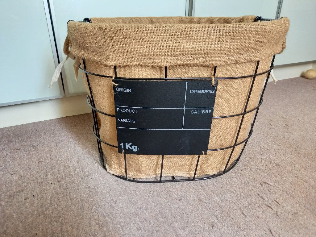 Zwarte IJzeren mand met Jute Binnenzak, Huis en Inrichting, Overige materialen, -, Verzenden, -