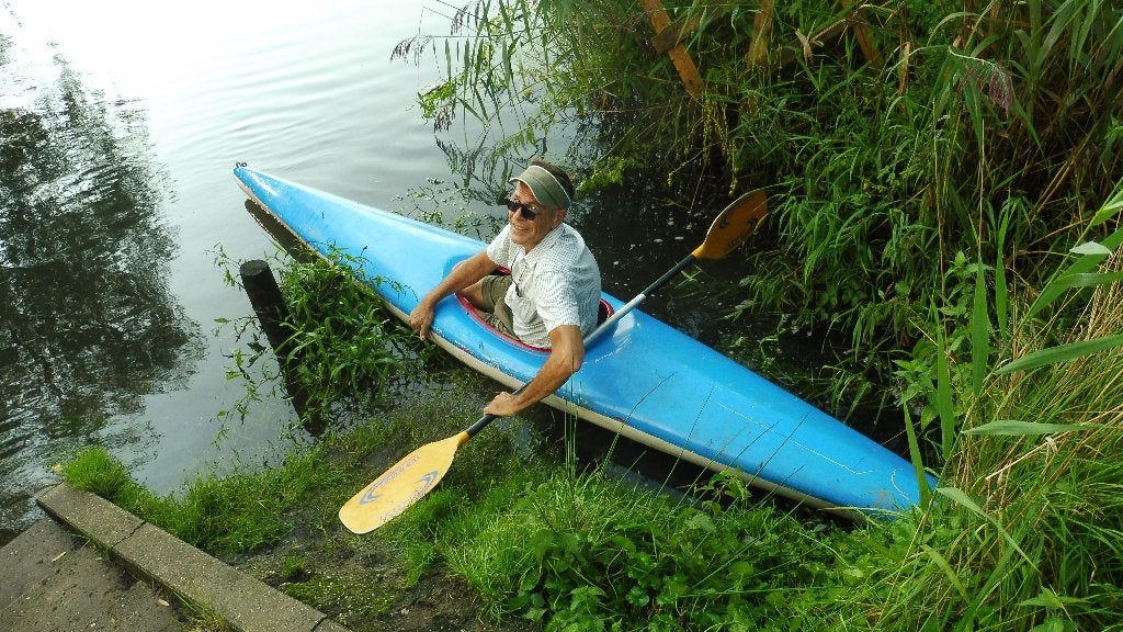 polyester kano voor vlak en stromend water, Ophalen, Gebruikt, Eén persoon, Met peddels