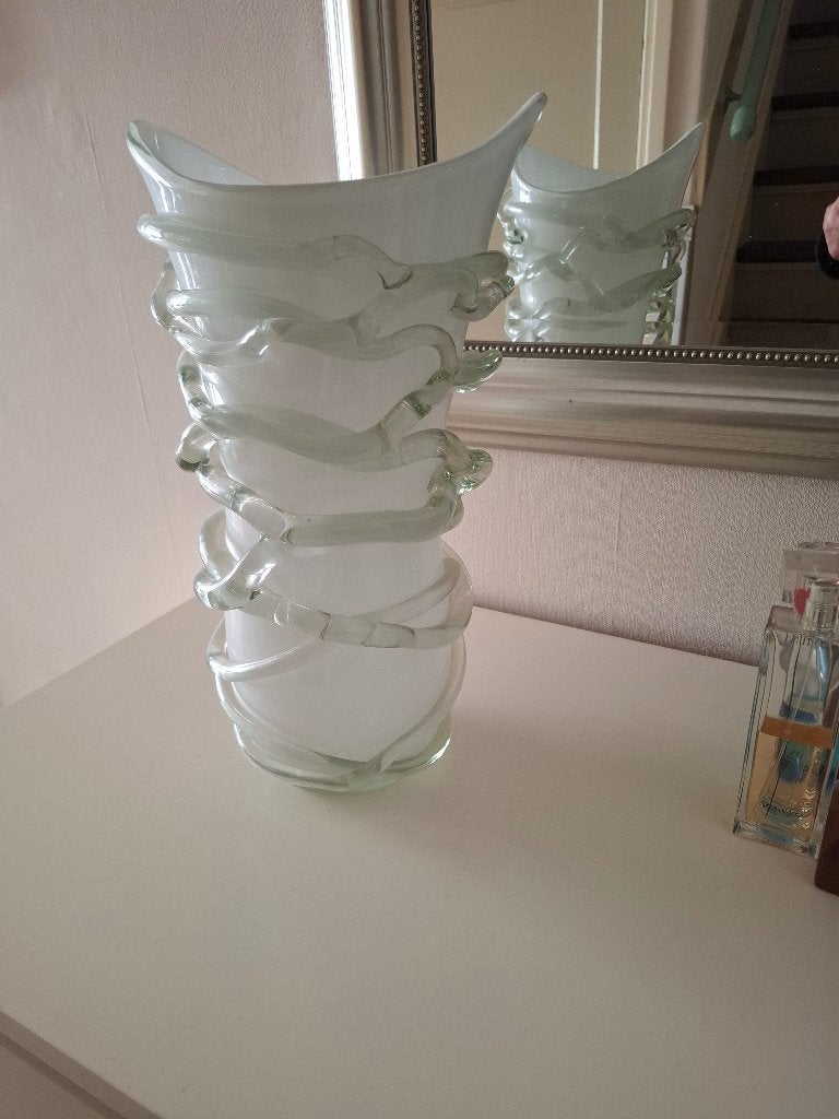 Decoratieve design vaas, Ophalen, Handgemaakt, Wit, 40 cm